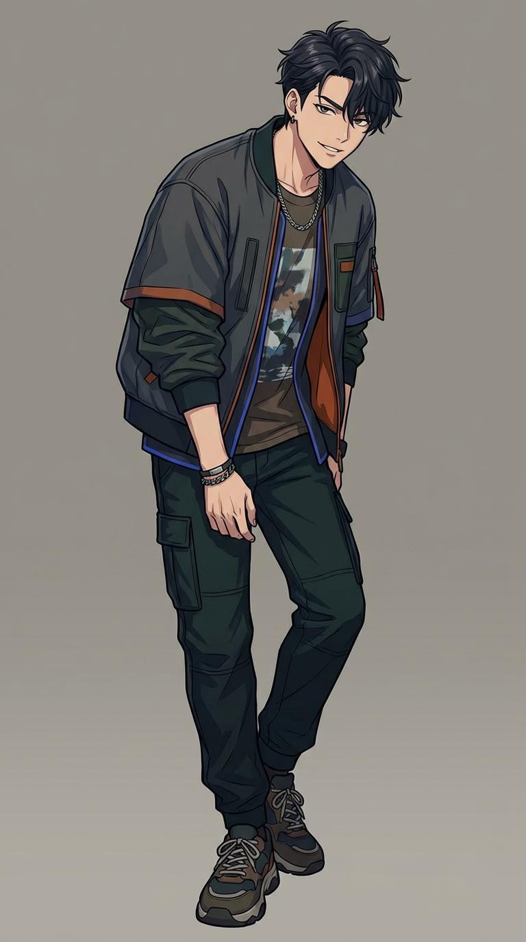 Geto, an anime-style illustrated AI avatar — man with dark hair in a dark jacket, intense look.